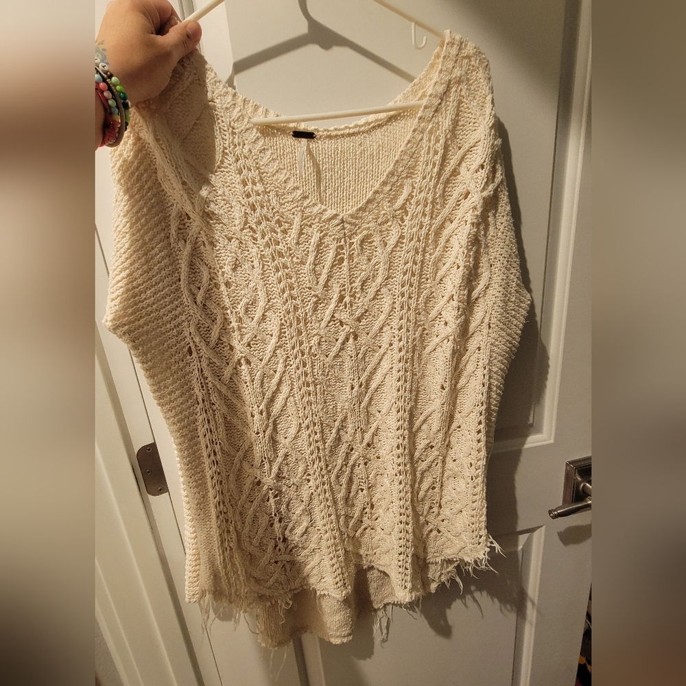 Free People Cream Cable Knit Women's Sweater